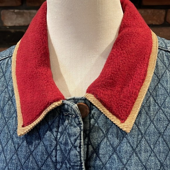 Sugar Ridge Creations Haik's denim quilted jacket with snowman appliqué size xl - Picture 4 of 8